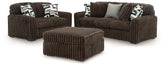 Diamond Furniture - Ashley Furniture - Midnight-Madness Sofa, Loveseat and Oversized Accent Ottoman - Sofa, Loveseat and Oversized Accent Ottoman - 98104U2