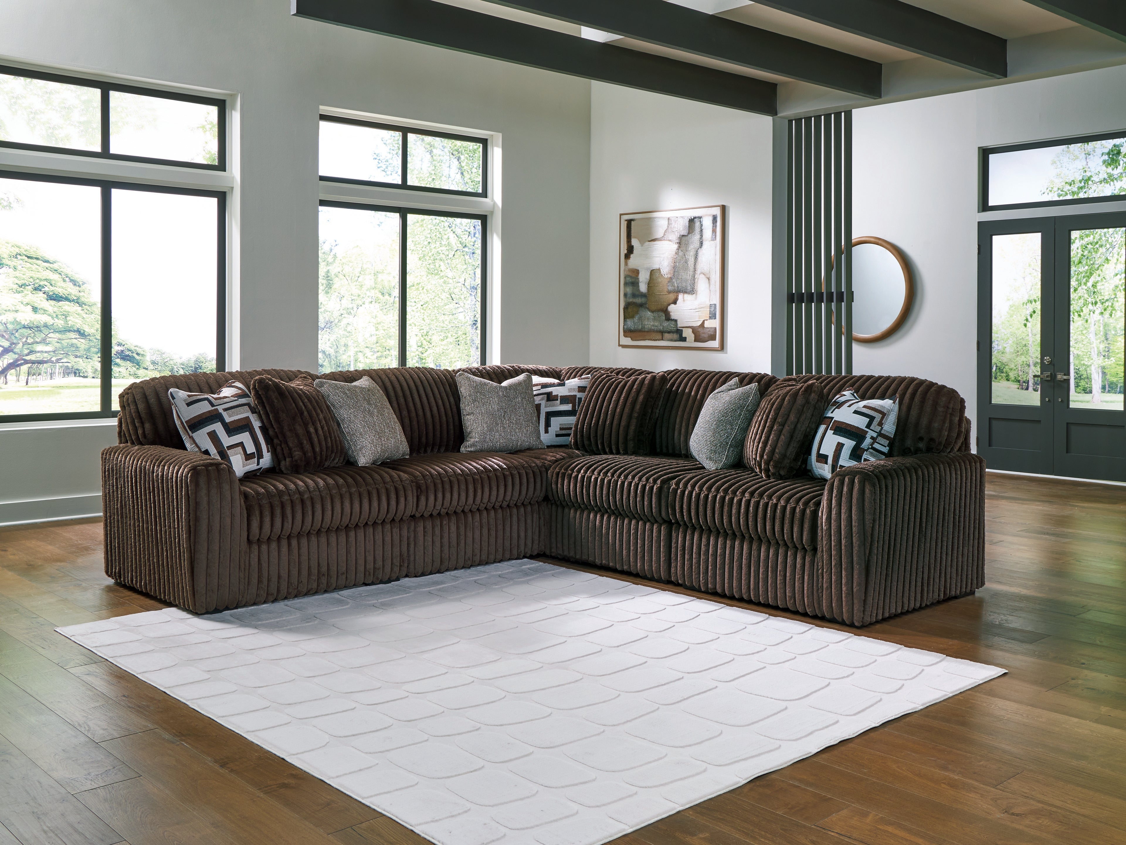 Diamond Furniture - Ashley Furniture - Midnight-Madness 5-Piece Sectional - RAF 5-Piece Sectional - 98104S26