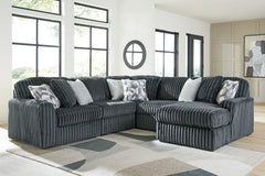 Diamond Furniture - Ashley Furniture - Midnight-Madness 5-Piece Sectional with Chaise - RAF 5-Piece Sectional with Chaise / Gunmetal - 98105S23