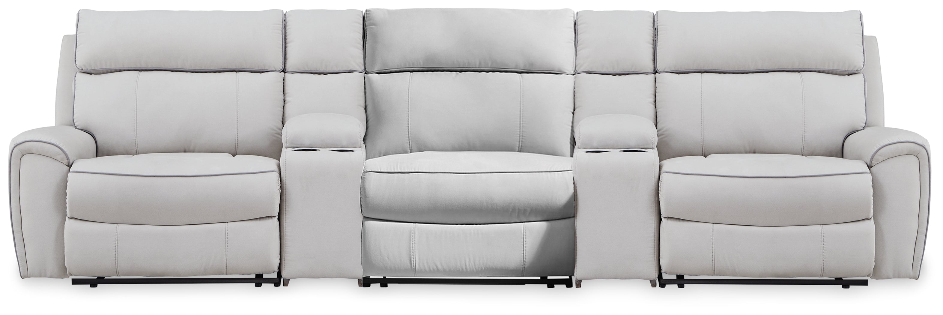 Diamond Furniture - Ashley Furniture - Social Pointe 5-Piece Reclining Sectional with Storage Consoles - 5-Piece Reclining Sectional with Storage Consoles - PC98802S39