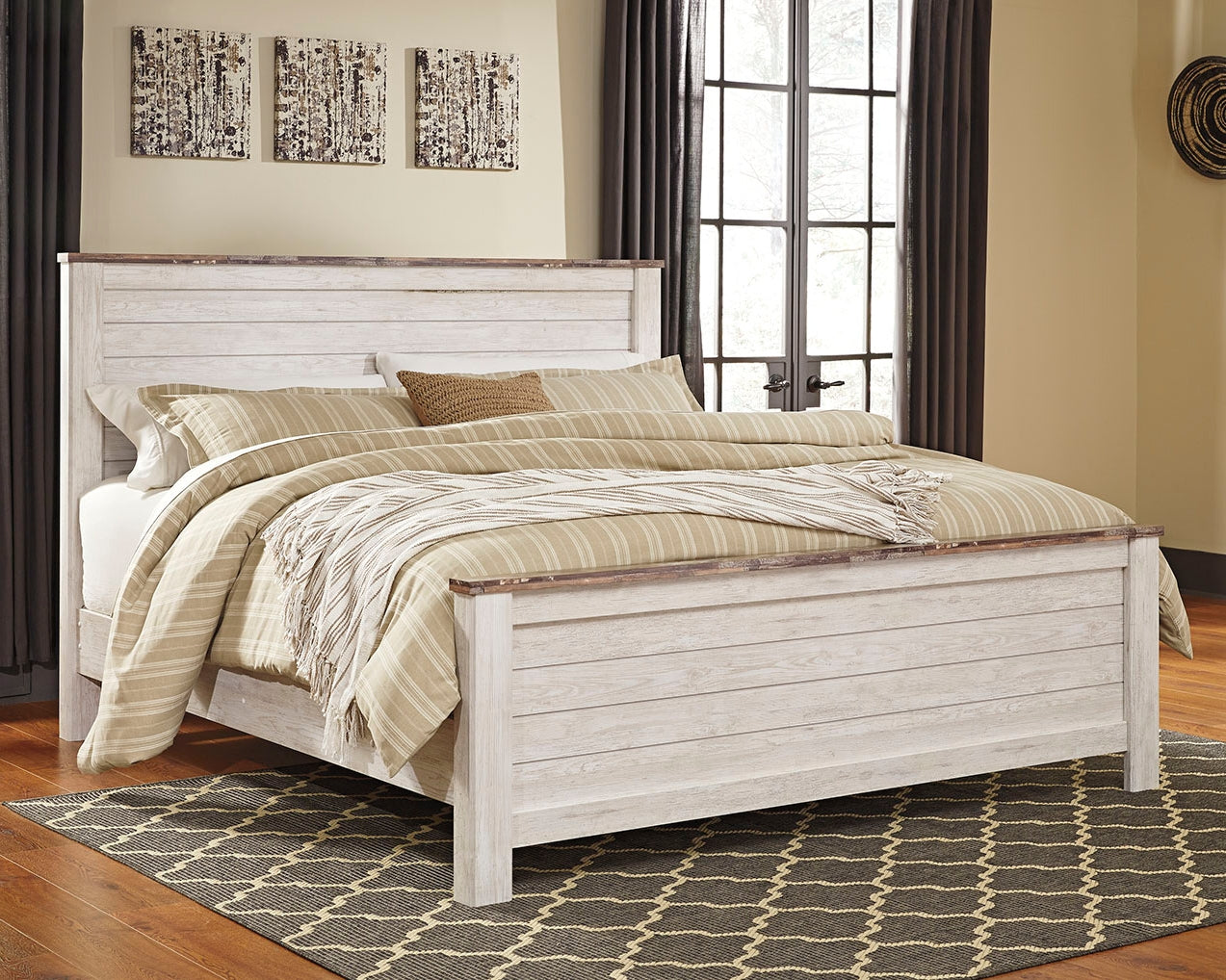 Diamond Furniture - Ashley Furniture - Willowton California King Panel Bed - California King Panel Bed - B267B28