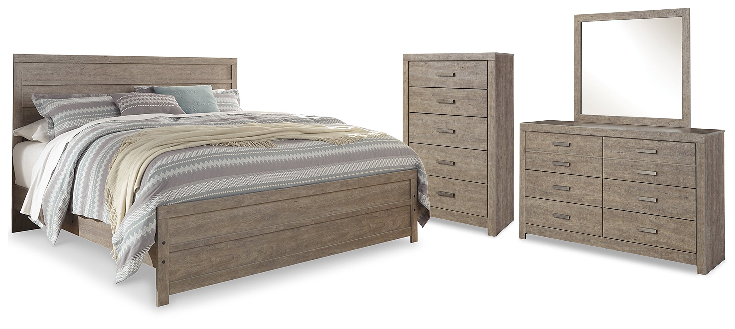 Diamond Furniture - Ashley Furniture - Culverbach King Panel Bed, Dresser, Mirror and Chest - King Panel Bed, Dresser, Mirror and Chest - B070B30