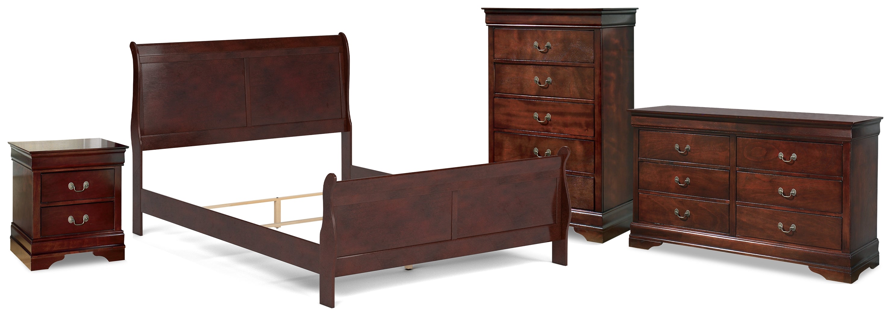 Diamond Furniture - Ashley Furniture - Alisdair Queen Sleigh Bed, Dresser, Mirror, 2 Chests and 2 Nightstands - Queen Sleigh Bed, Dresser, Mirror, 2 Chests and 2 Nightstands - B376B29