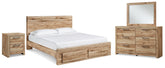 Diamond Furniture - Ashley Furniture - Hyanna Queen Panel Storage Bed, Dresser, Mirror and Nightstand - Queen Panel Storage Bed, Dresser, Mirror and Nightstand - B1050B15