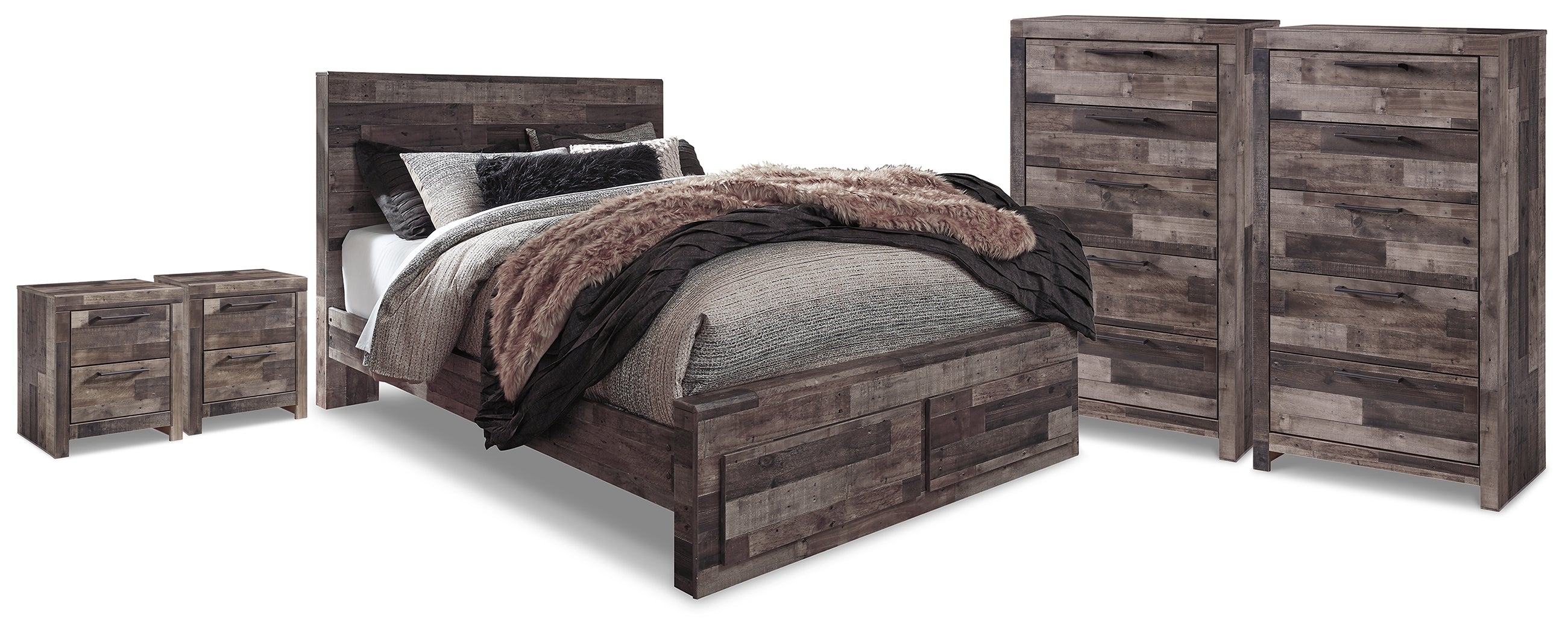 Diamond Furniture - Ashley Furniture - Derekson Queen Storage Bed, 2 Chests and 2 Nightstands - Queen Storage Bed, 2 Chests and 2 Nightstands - B200B71