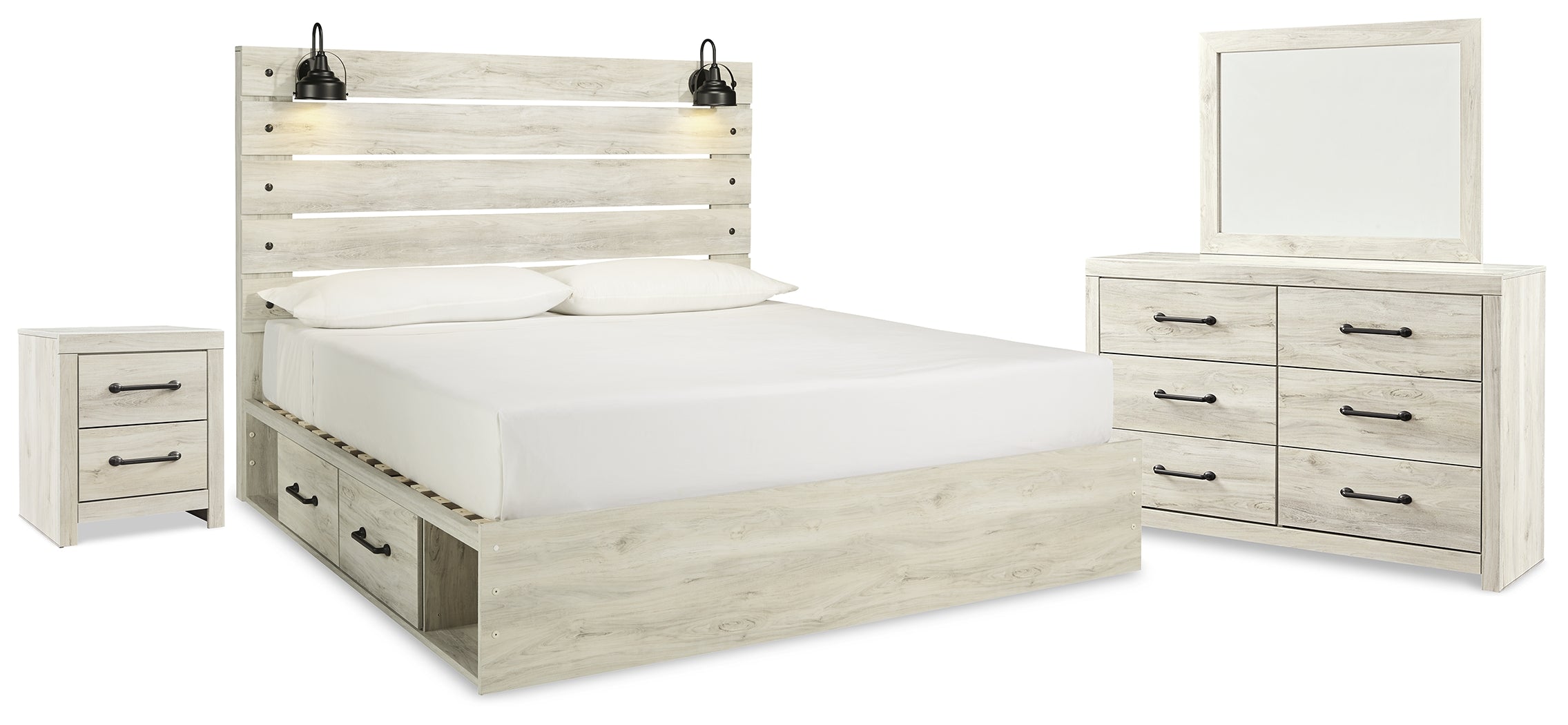 Diamond Furniture - Ashley Furniture - Cambeck King Panel Storage Bed, Dresser, Mirror and Nightstand - King Panel Storage Bed, Dresser, Mirror and Nightstand - B192B111