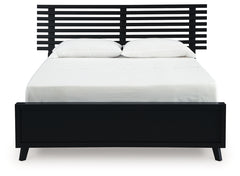 Danziar Queen Slat Panel Platform Bed, Dresser and Mirror
