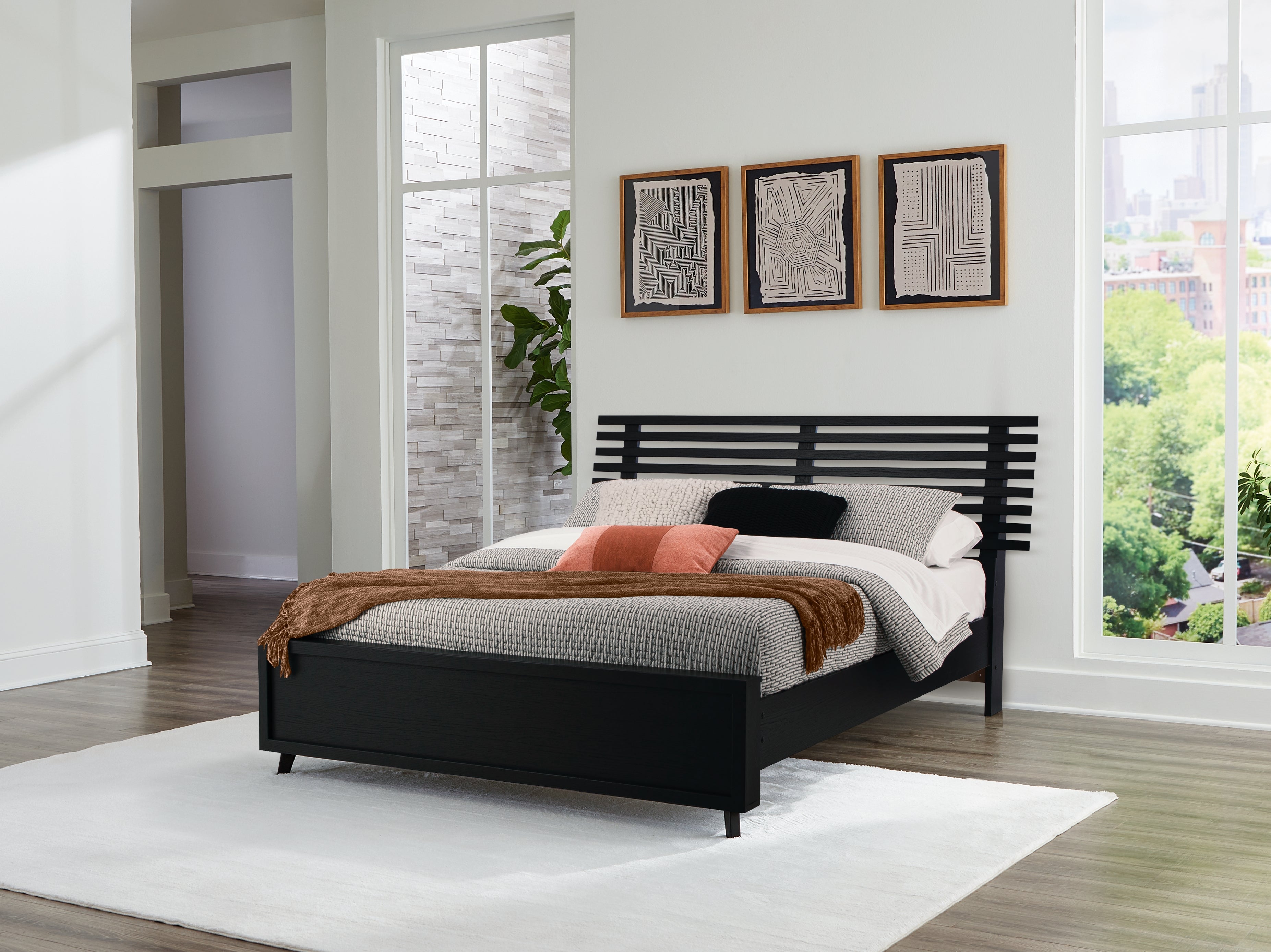 Diamond Furniture - Ashley Furniture - Danziar Queen Slat Panel Bed - Queen Slat Panel Bed - B1013B4