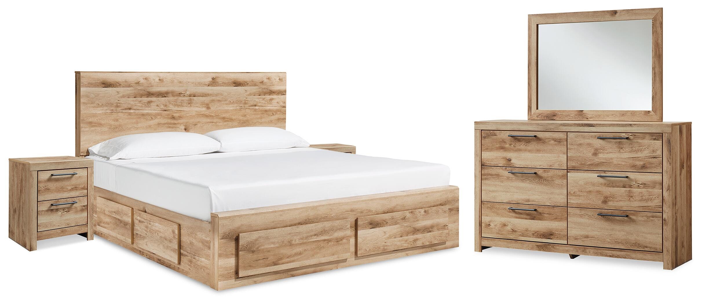 Diamond Furniture - Ashley Furniture - Hyanna Queen Panel Storage Bed, Dresser, Mirror and 2 Nightstands - Queen Panel Storage Bed, Dresser, Mirror and 2 Nightstands - B1050B71