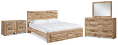 Diamond Furniture - Ashley Furniture - Hyanna King Panel Storage Bed, Dresser, Mirror and 2 Nightstands - King Panel Storage Bed, Dresser, Mirror and 2 Nightstands - B1050B72