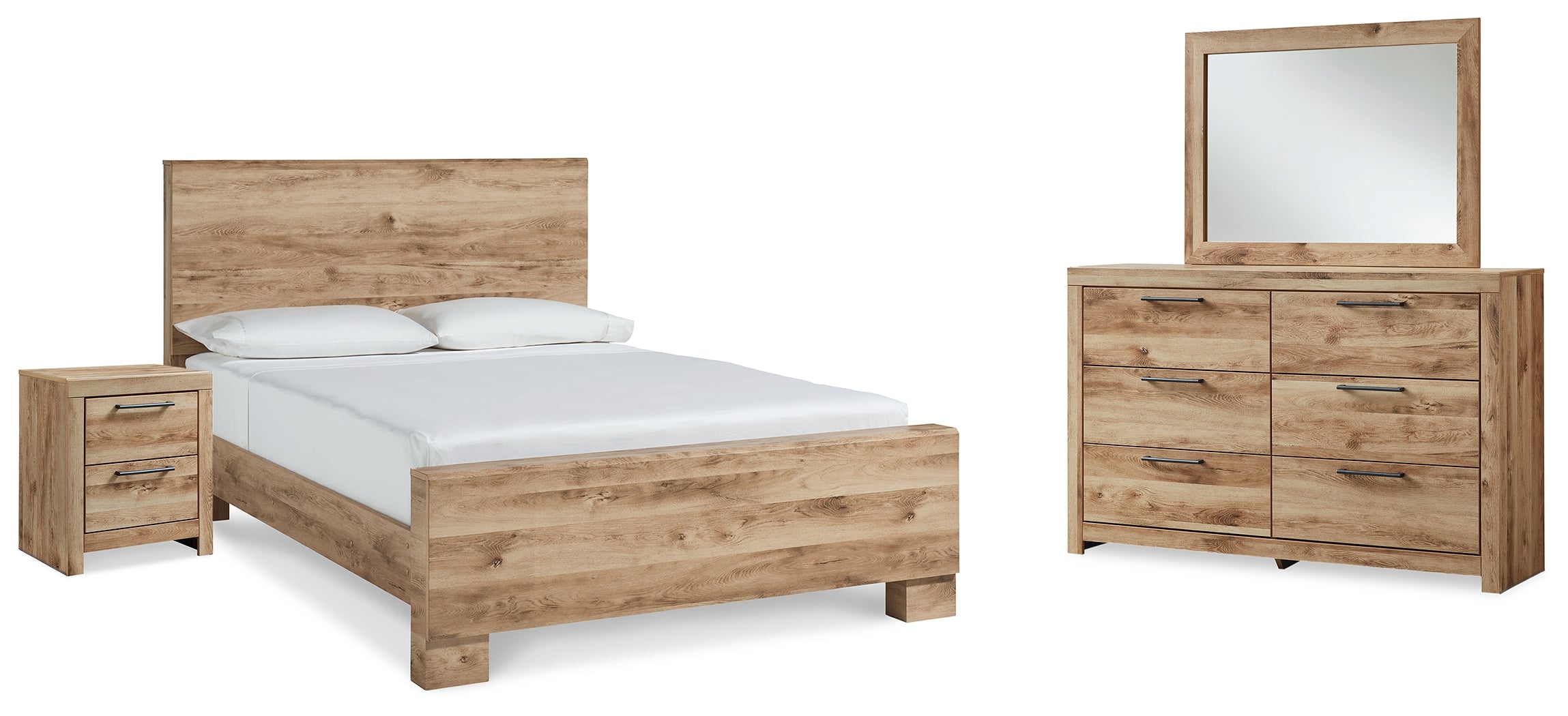 Diamond Furniture - Ashley Furniture - Hyanna King Panel Bed, Dresser, Mirror, and Nightstand - King Panel Bed, Dresser, Mirror, and Nightstand - B1050B36