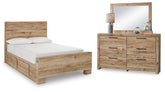 Diamond Furniture - Ashley Furniture - Hyanna Full Panel Bed with 1 Side Storage, Dresser and Mirror - Full Panel Bed with 1 Side Storage, Dresser and Mirror - B1050B27