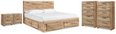 Diamond Furniture - Ashley Furniture - Hyanna King Panel Bed, 2 Chests and 2 Nightstands - King Panel Bed, 2 Chests and 2 Nightstands - B1050B70