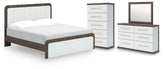 Diamond Furniture - Ashley Furniture - Kendanport King Upholstered Bed, Dresser, Mirror and Chest - King Upholstered Bed, Dresser, Mirror and Chest - B1108B16