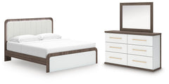 Diamond Furniture - Ashley Furniture - Kendanport King Upholstered Bed, Dresser and Mirror - King Upholstered Bed, Dresser and Mirror - PCB1108B14