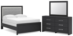 Diamond Furniture - Ashley Furniture - Maeling Full Upholstered Panel Bed, Dresser and Mirror - Full Upholstered Panel Bed, Dresser and Mirror - PCB1115B5