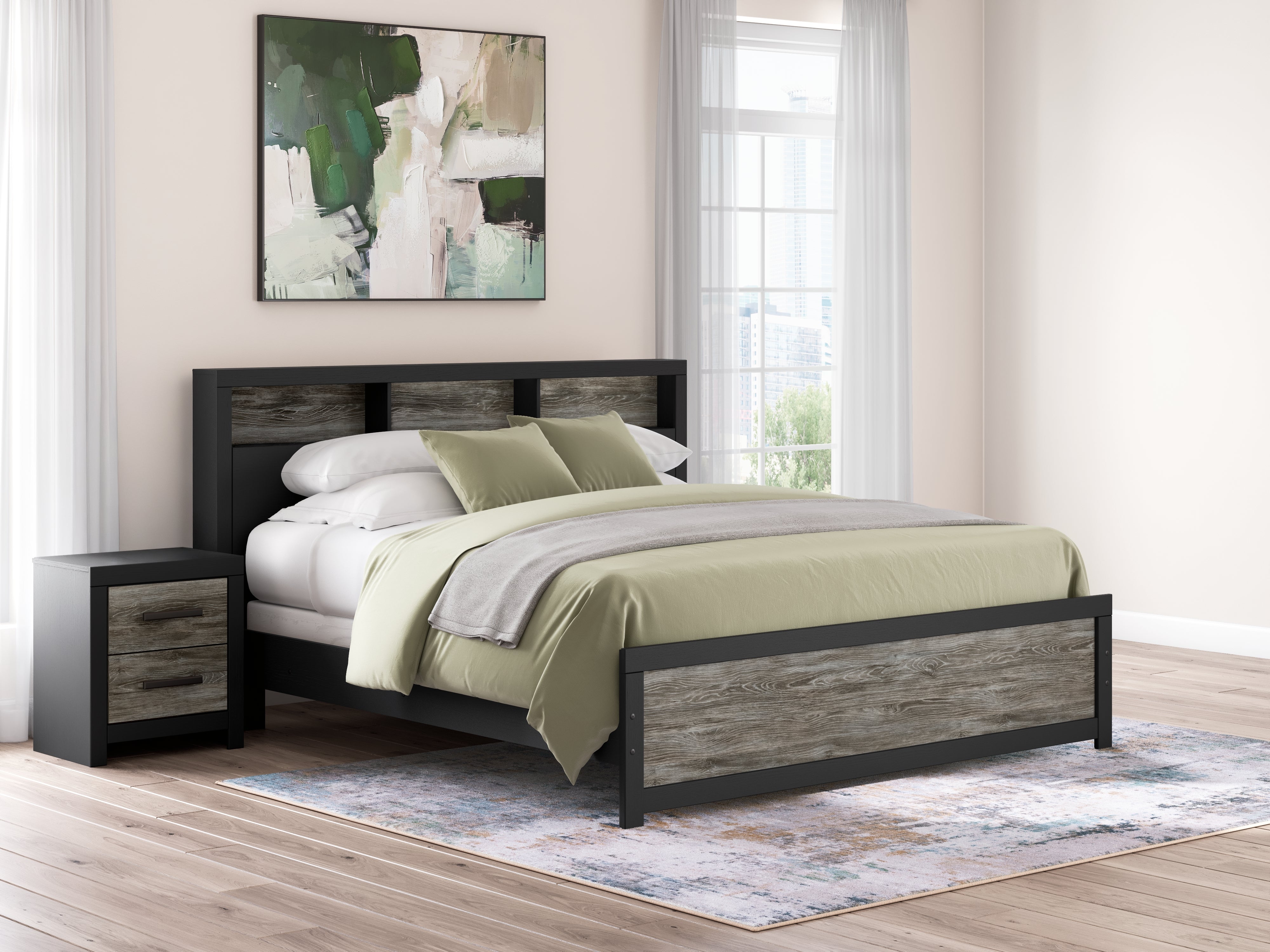 Diamond Furniture - Ashley Furniture - Broachmyn King Bookcase Panel Bed - King Bookcase Panel Bed - PCB1118B19