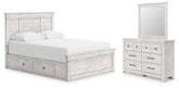 Diamond Furniture - Ashley Furniture - Makidern Queen Panel Bed with Storage, Dresser and Mirror - Queen Panel Bed with Storage, Dresser and Mirror - PCB1171B6