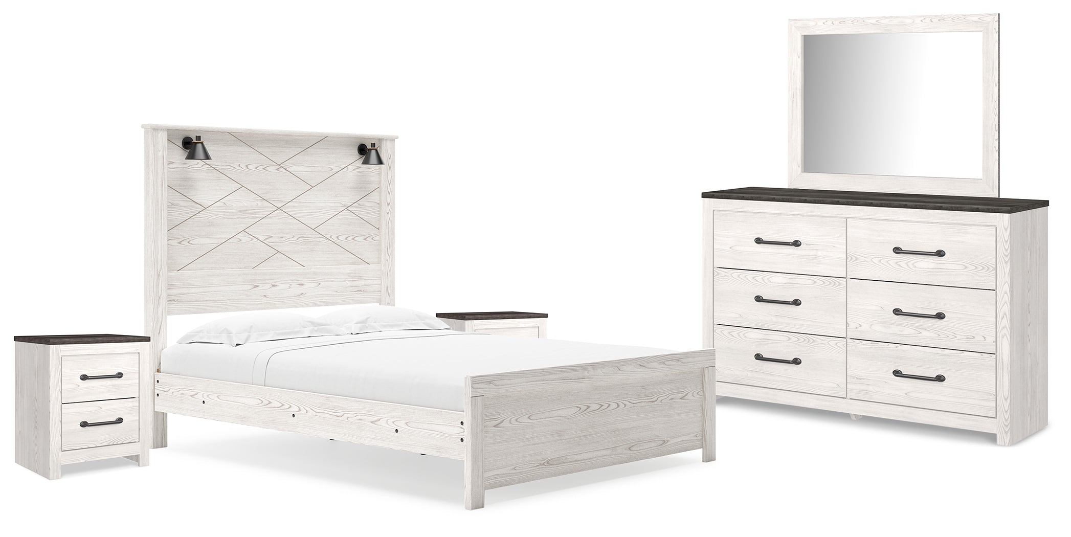 Diamond Furniture - Ashley Furniture - Gerridan Queen Panel Bed, Dresser, Mirror, and 2 Nightstands - Queen Panel Bed, Dresser, Mirror, and 2 Nightstands - B1190B17