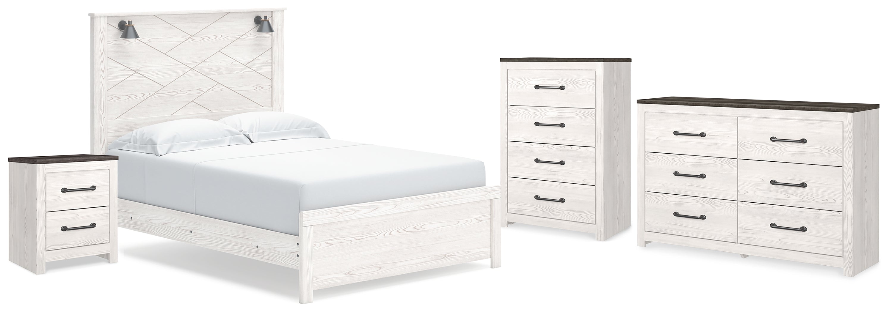 Diamond Furniture - Ashley Furniture - Gerridan Queen Panel Bed, Dresser, Chest and Nightstand - Queen Panel Bed, Dresser, Chest and Nightstand - B1190B26