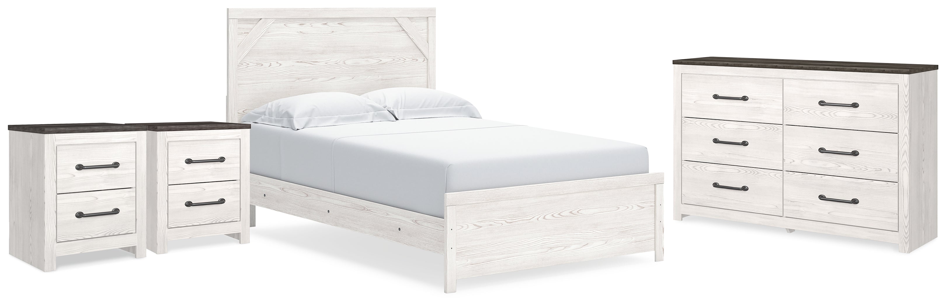 Diamond Furniture - Ashley Furniture - Gerridan Queen Panel Bed, Dresser and 2 Nightstands - Queen Panel Bed, Dresser and 2 Nightstands - B1190B38