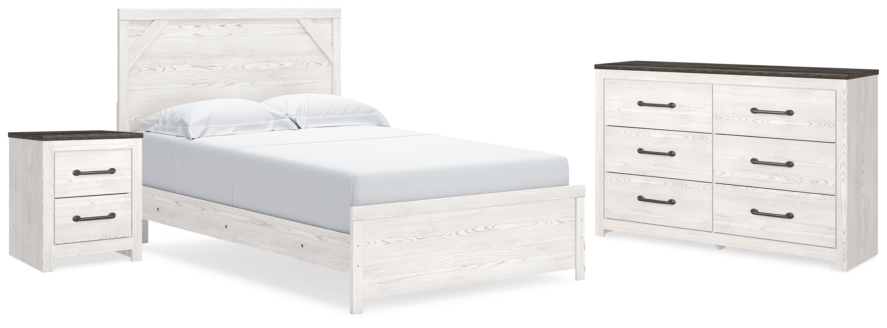 Diamond Furniture - Ashley Furniture - Gerridan Queen Panel Bed, Dresser and Nightstand - Queen Panel Bed, Dresser and Nightstand - B1190B21