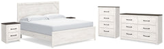 Diamond Furniture - Ashley Furniture - Gerridan King Panel Bed, Dresser, Chest and 2 Nightstands - King Panel Bed, Dresser, Chest and 2 Nightstands - B1190B27