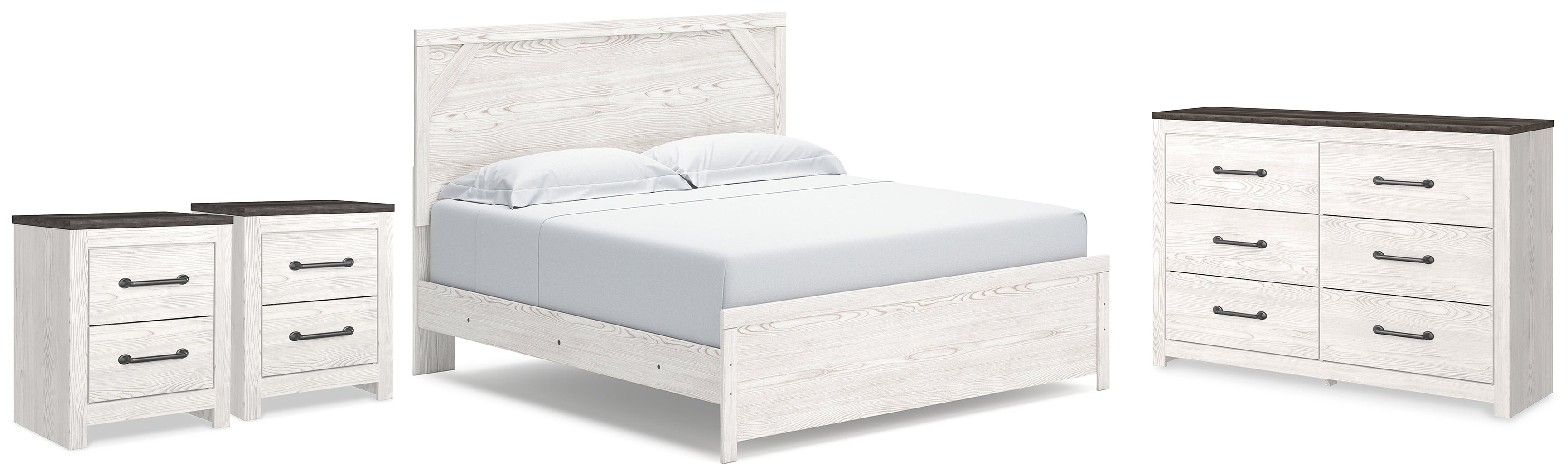 Diamond Furniture - Ashley Furniture - Gerridan King Panel Bed, Dresser and 2 Nightstands - King Panel Bed, Dresser and 2 Nightstands - B1190B32