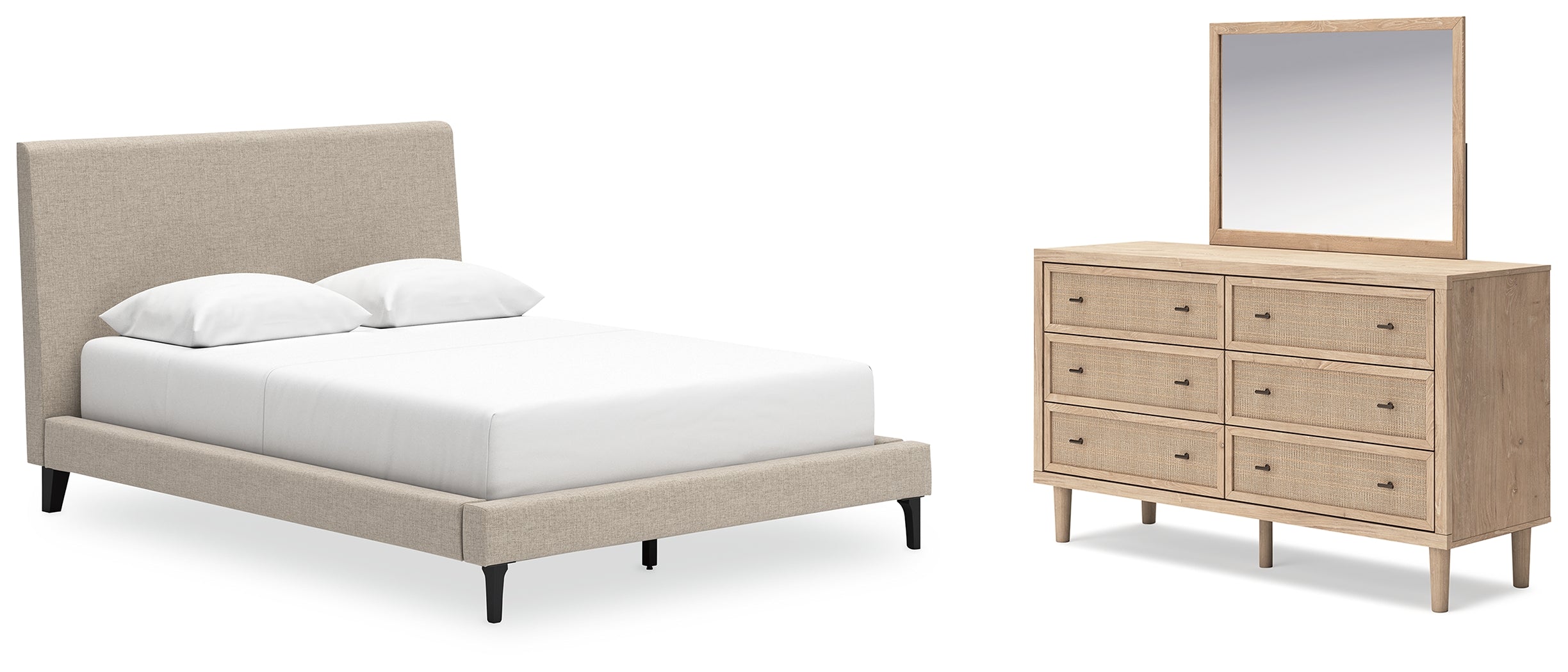 Diamond Furniture - Ashley Furniture - Cielden Queen Upholstered Bed, Dresser and Mirror - Queen Upholstered Bed, Dresser and Mirror - B1199B2