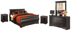 Diamond Furniture - Ashley Furniture - Huey Vineyard Queen Sleigh Bed with Mirrored Dresser and 2 Nightstands - Queen Sleigh Bed with Mirrored Dresser and 2 Nightstands - B128B15