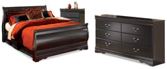 Diamond Furniture - Ashley Furniture - Huey Vineyard Queen Sleigh Bed, Dresser and Chest - Queen Sleigh Bed, Dresser and Chest - B128B52