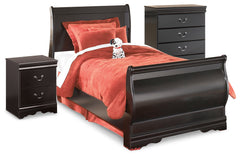 Huey Vineyard Twin Sleigh Bed with Chest of Drawers and Nightstand