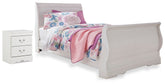 Diamond Furniture - Ashley Furniture - Anarasia Twin Sleigh Bed with Nightstand - Twin Sleigh Bed with Nightstand - B129B11