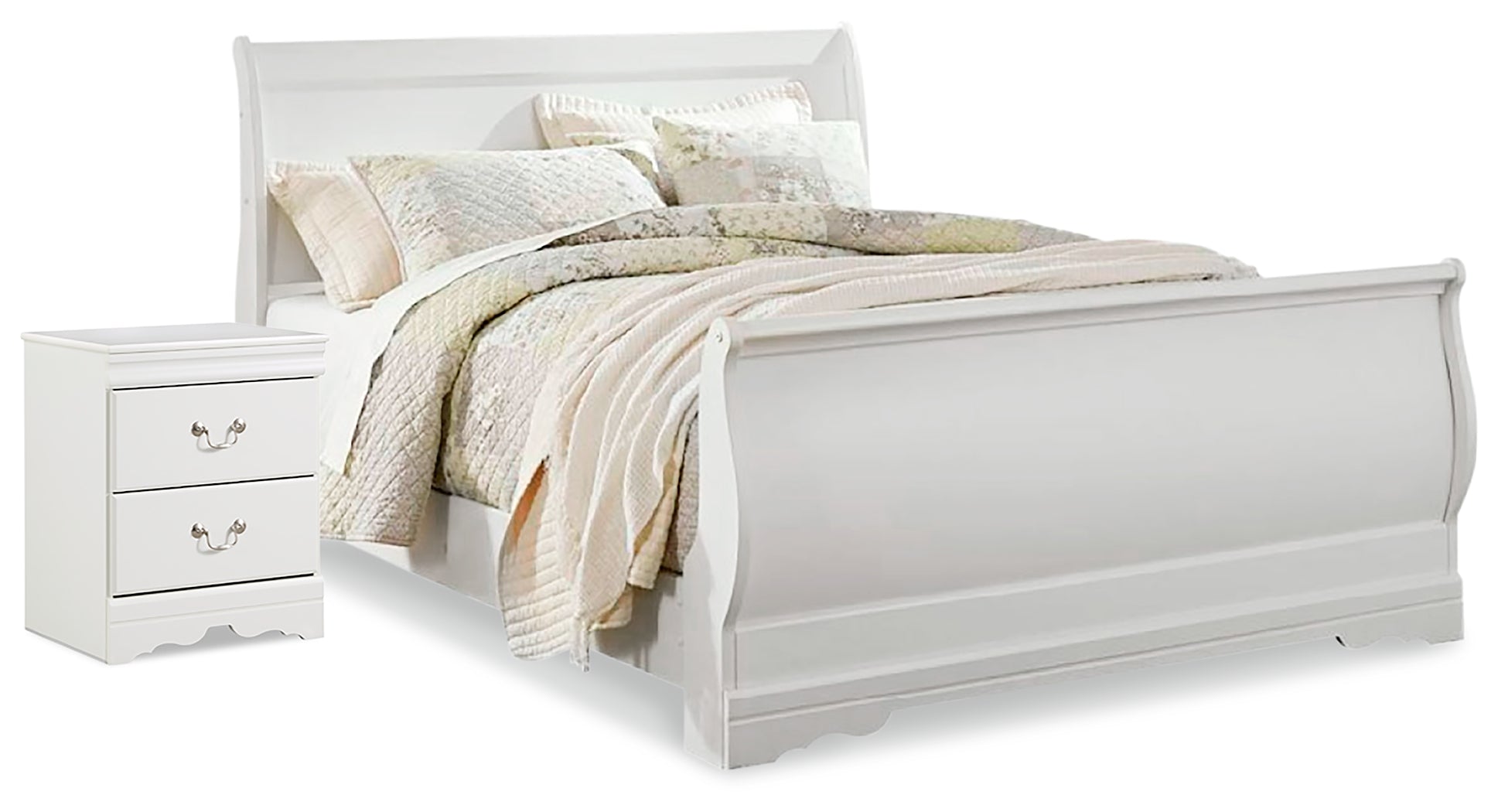 Diamond Furniture - Ashley Furniture - Anarasia Queen Sleigh Bed and Nightstand - Queen Sleigh Bed and Nightstand - B129B15