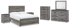 Bronyan Queen Panel Bed, Dresser, Mirror, Chest and 2 Nightstands