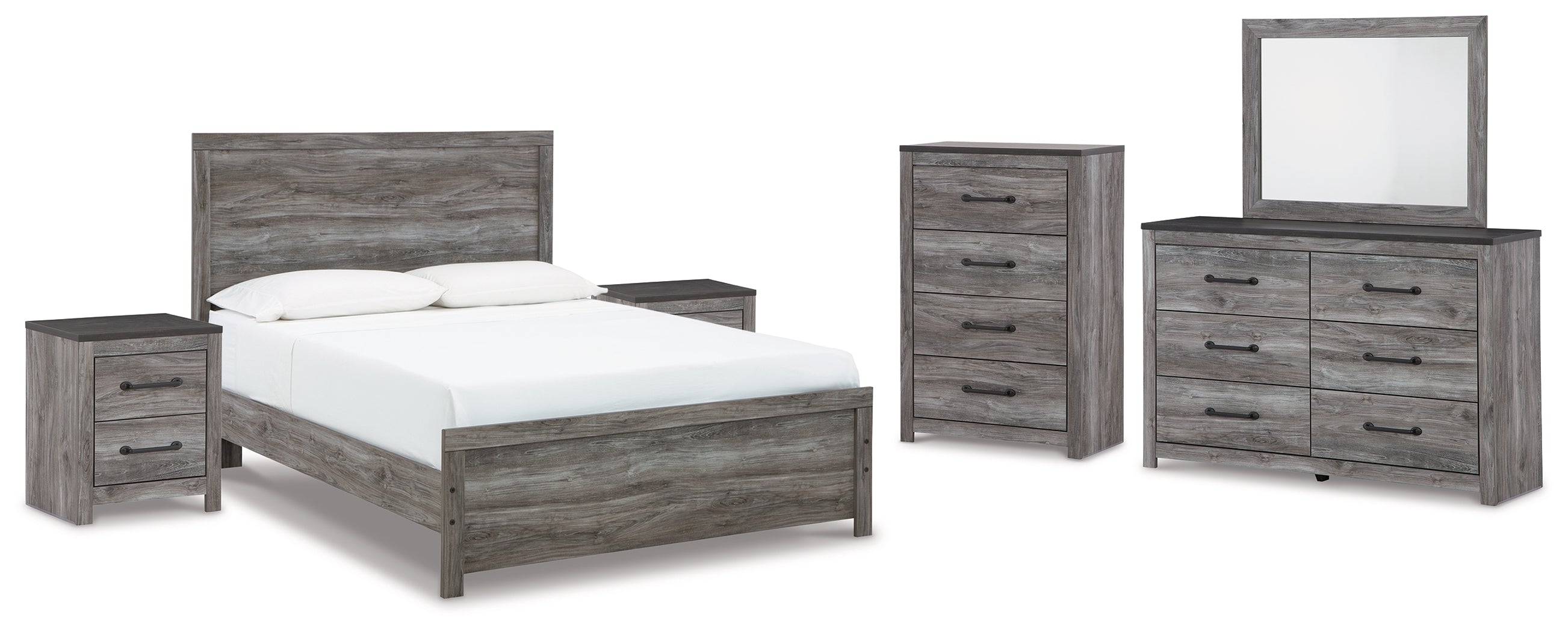 Diamond Furniture - Ashley Furniture - Bronyan Queen Panel Bed, Dresser, Mirror, Chest and 2 Nightstands - Queen Panel Bed, Dresser, Mirror, Chest and 2 Nightstands - B1290B10