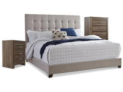 Diamond Furniture - Ashley Furniture - Dolante Queen Upholstered Bed with Chest of Drawers and Nightstand - Queen Upholstered Bed with Chest of Drawers and Nightstand - B130B7
