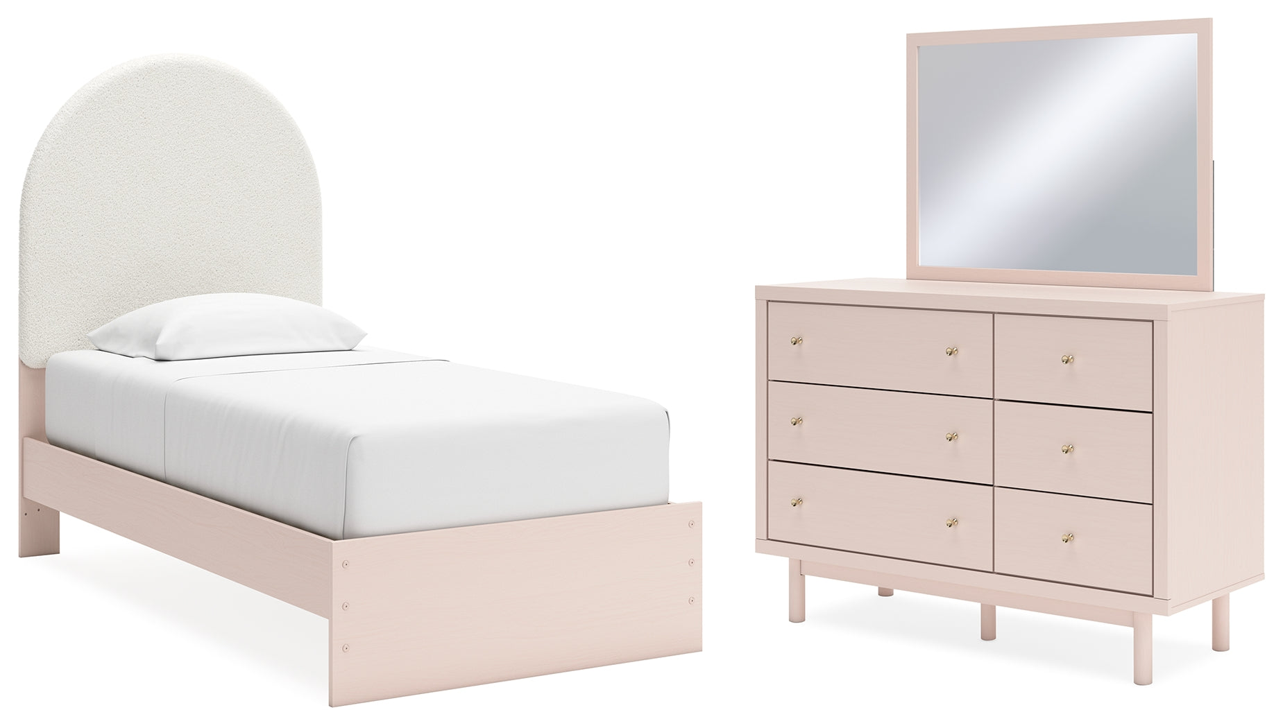 Diamond Furniture - Ashley Furniture - Wistenpine Twin Upholstered Panel Bed, Dresser and Mirror - Twin Upholstered Panel Bed, Dresser and Mirror - B1323B2