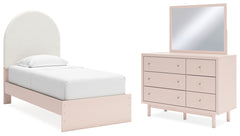 Diamond Furniture - Ashley Furniture - Wistenpine Twin Upholstered Panel Bed, Dresser and Mirror - Twin Upholstered Panel Bed, Dresser and Mirror - B1323B2