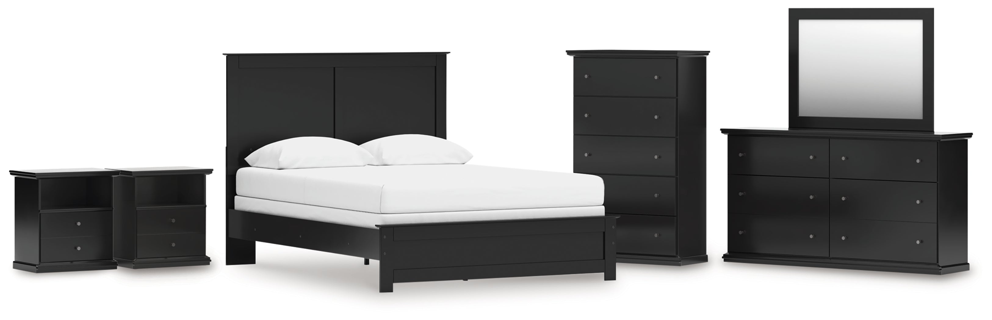 Diamond Furniture - Ashley Furniture - Maribel Queen Panel Bed, Dresser, Mirror, Chest and 2 Nightstands - Queen Panel Bed, Dresser, Mirror, Chest and 2 Nightstands - B138B76