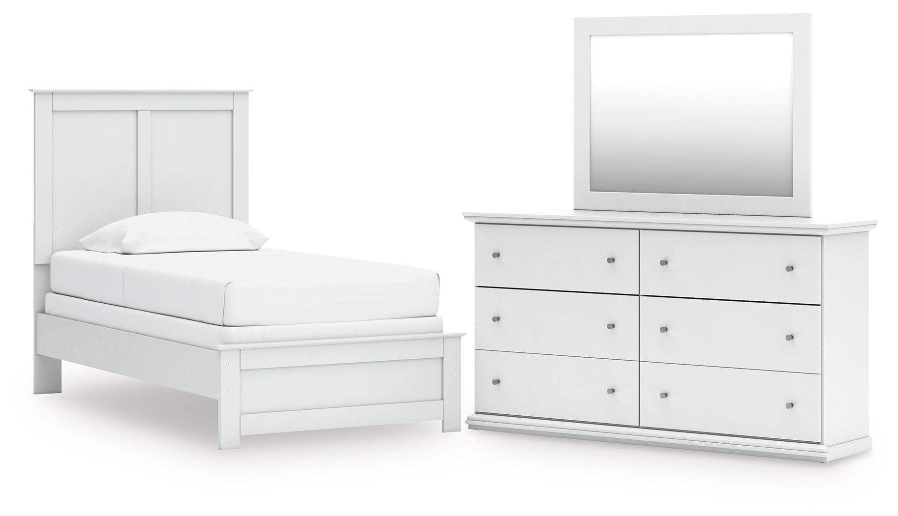 Diamond Furniture - Ashley Furniture - Bostwick Shoals Twin Panel Bed, Dresser and Mirror - Twin Panel Bed, Dresser and Mirror - B139B70