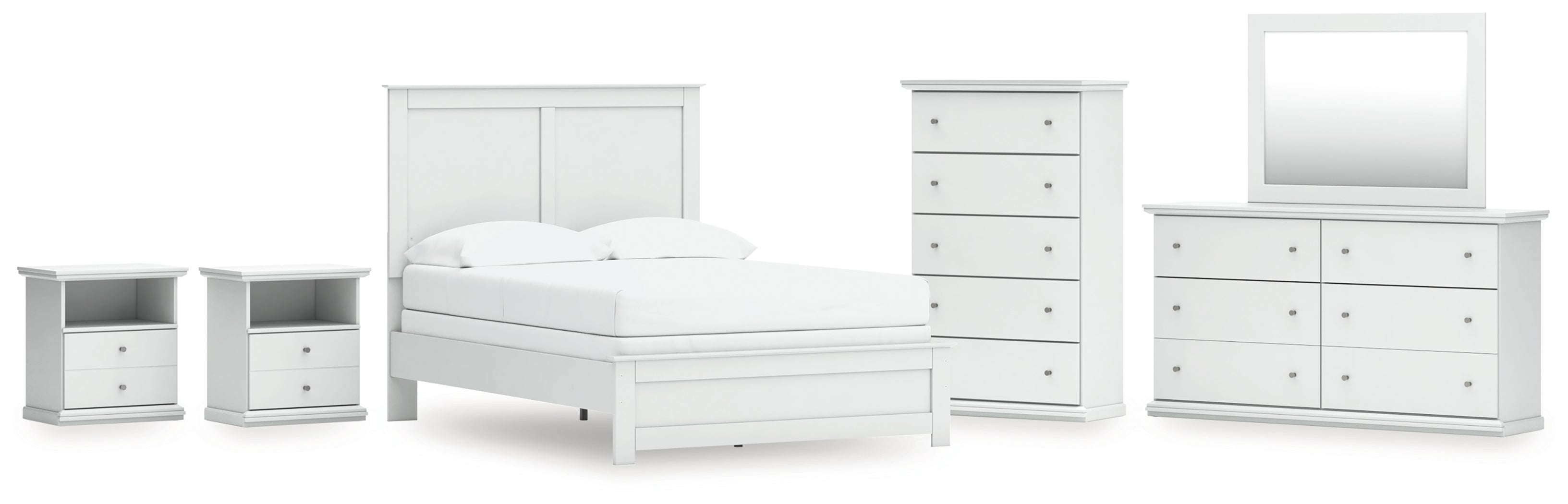 Diamond Furniture - Ashley Furniture - Bostwick Shoals Full Panel Bed, Dresser, Mirror, Chest, and 2 Nightstands - Full Panel Bed, Dresser, Mirror, Chest, and 2 Nightstands - B139B62