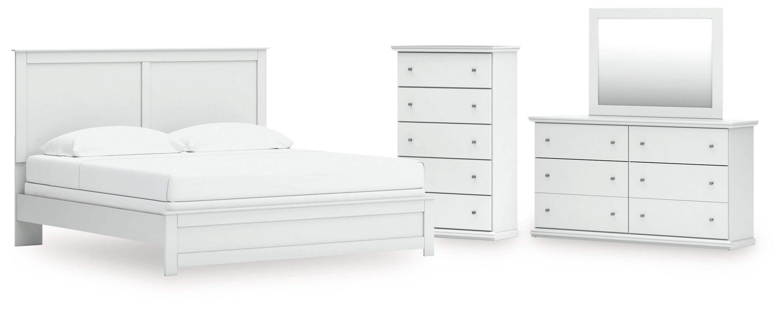 Diamond Furniture - Ashley Furniture - Bostwick Shoals King Panel Bed, Dresser, Mirror and Chest - King Panel Bed, Dresser, Mirror and Chest - B139B54