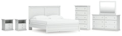 Diamond Furniture - Ashley Furniture - Bostwick Shoals King Panel Bed, Dresser, Mirror, Chest and 2 Nightstands - King Panel Bed, Dresser, Mirror, Chest and 2 Nightstands - B139B53