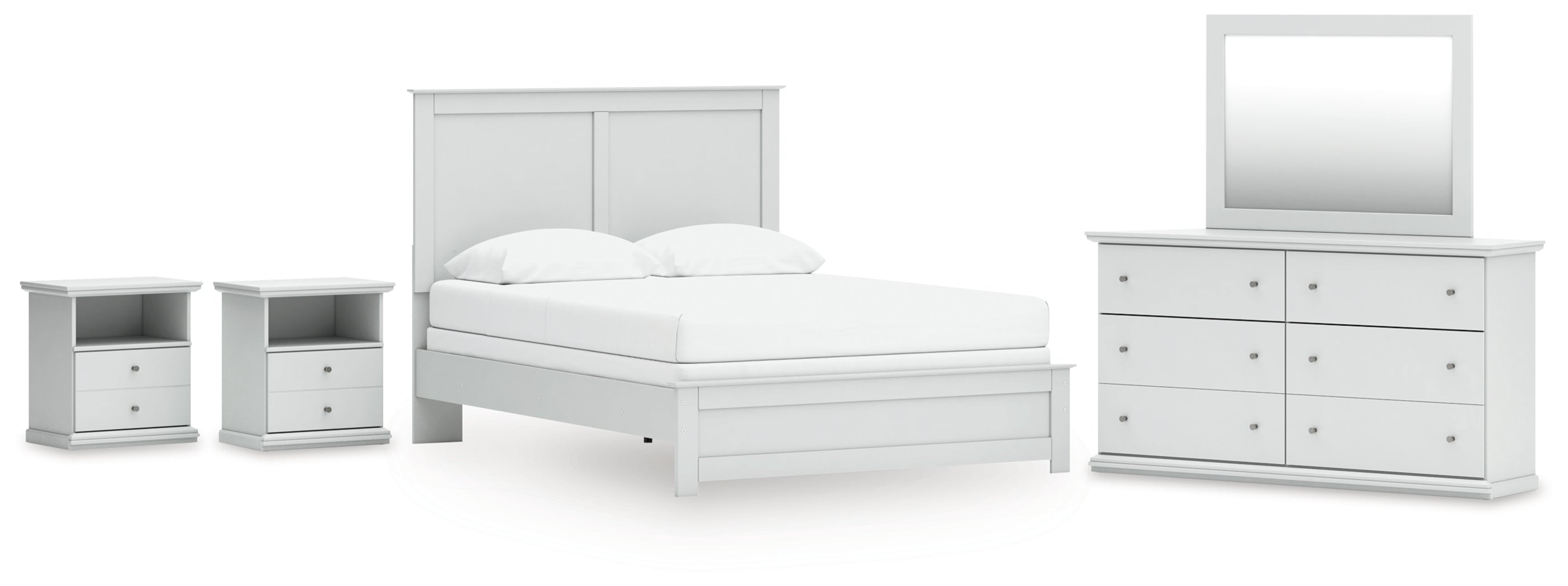 Diamond Furniture - Ashley Furniture - Bostwick Shoals Queen Panel Bed, Dresser, Mirror and 2 Nightstands - Queen Panel Bed, Dresser, Mirror and 2 Nightstands - B139B50