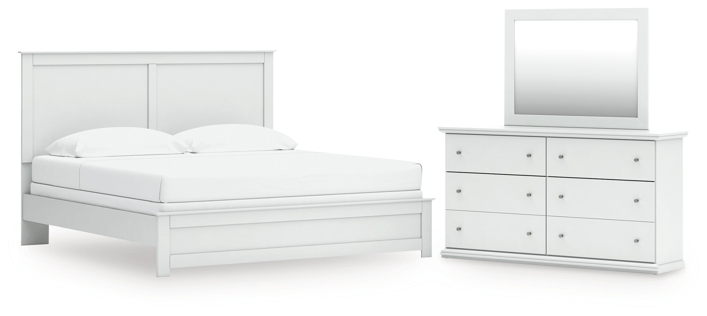 Diamond Furniture - Ashley Furniture - Bostwick Shoals King Panel Bed, Dresser and Mirror - King Panel Bed, Dresser and Mirror - B139B67