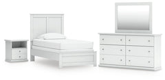 Diamond Furniture - Ashley Furniture - Bostwick Shoals Twin Panel Bed, Dresser, Mirror and Nightstand - Twin Panel Bed, Dresser, Mirror and Nightstand - B139B60