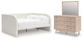 Diamond Furniture - Ashley Furniture - Arloster Full Upholstered Day Bed, Dresser and Mirror - Full Upholstered Day Bed, Dresser and Mirror - PCB1566B15