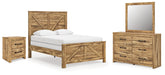 Diamond Furniture - Ashley Furniture - Maystonna Queen Crossbuck Panel Bed, Dresser, Mirror and Nightstand - Queen Crossbuck Panel Bed, Dresser, Mirror and Nightstand - PCB1580B8