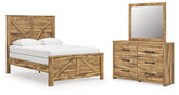 Diamond Furniture - Ashley Furniture - Maystonna Queen Crossbuck Panel Bed, Dresser and Mirror - Queen Crossbuck Panel Bed, Dresser and Mirror - PCB1580B3